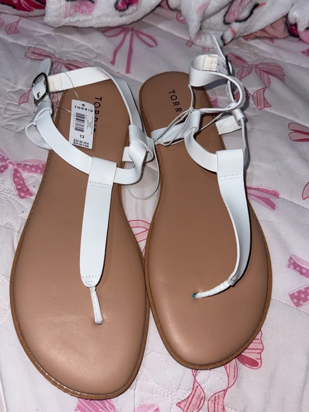 torrid White T-Strap Toe-Ring Sandals